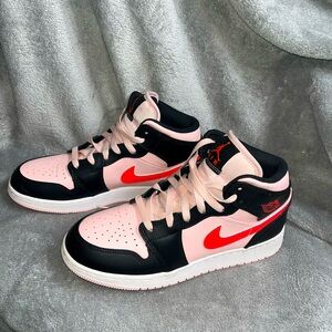 Size 6Y Pink and Black Jordan 1s